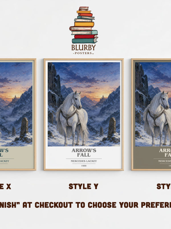 Arrow's Fall book cover print in frame leaning in hallway – fantasy wall art