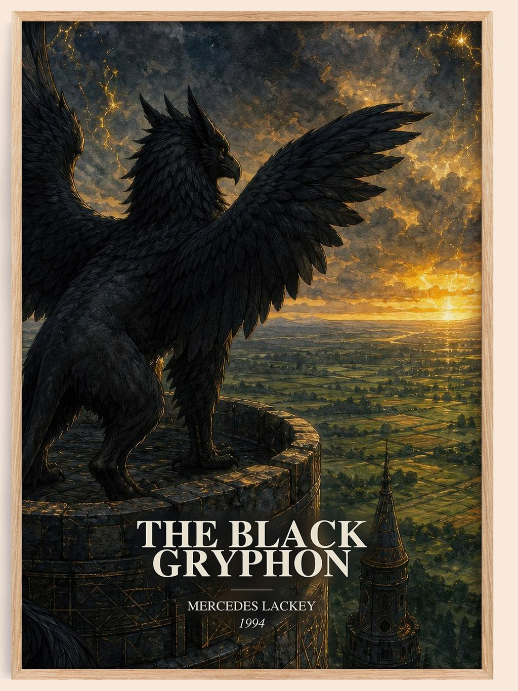The Black Gryphon watercolour book poster by Mercedes Lackey – framed literary art print