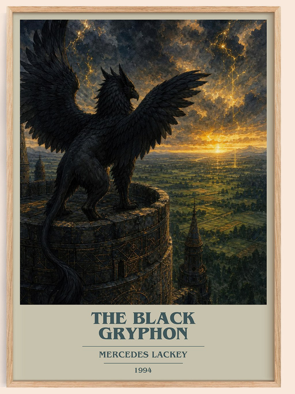 The Black Gryphon book cover book poster by Mercedes Lackey – framed literary art print