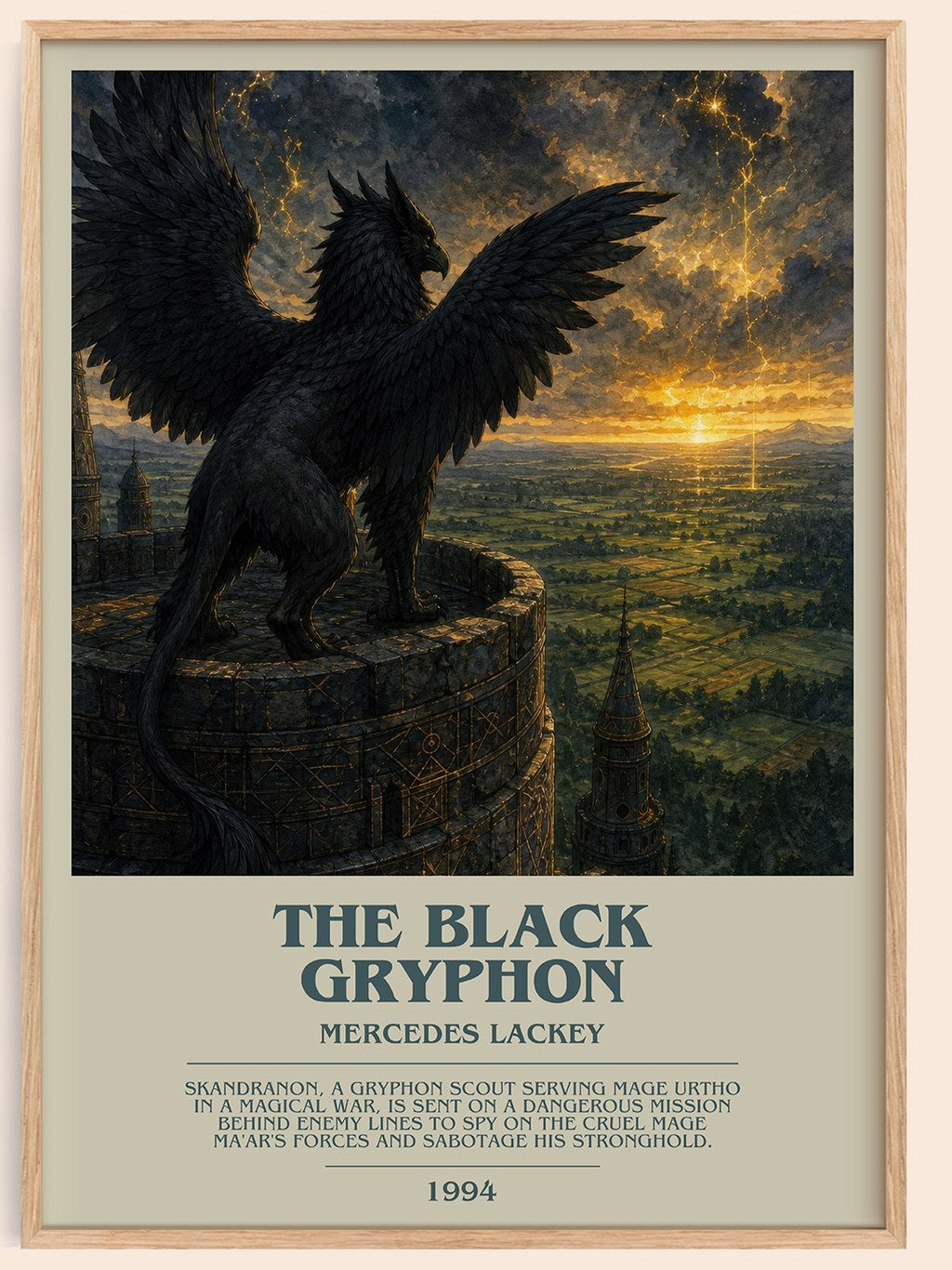 The Black Gryphon bookish book poster by Mercedes Lackey – framed literary art print