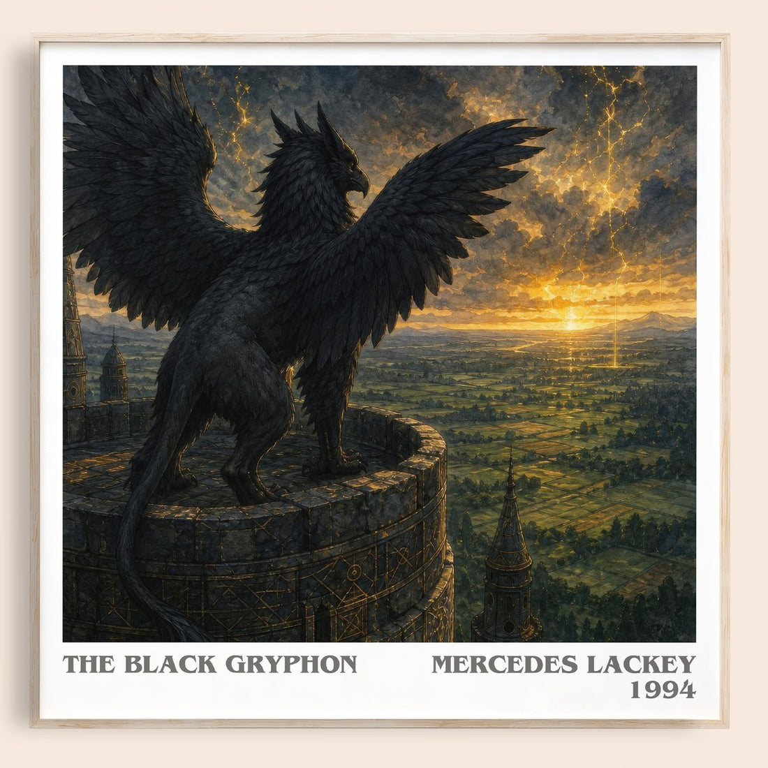 The Black Gryphon literary book poster by Mercedes Lackey – framed literary art print