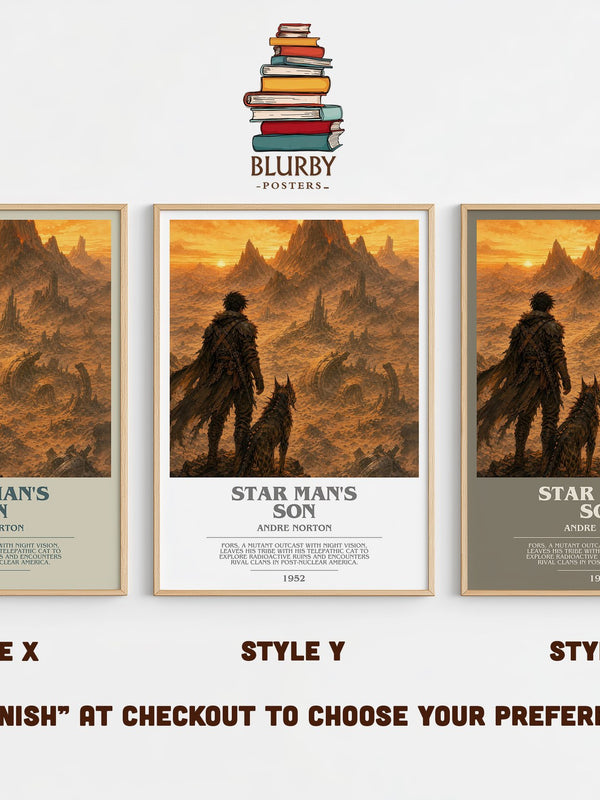 Star Man's Son bookish print in frame leaning in hallway – sci fi wall art