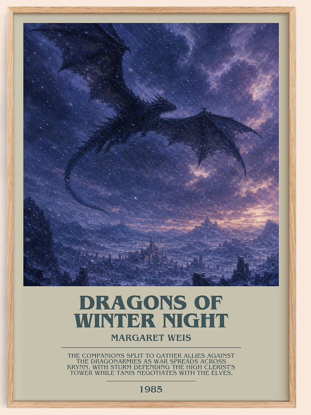Dragons of Winter Night bookish book poster by Margaret Weis – framed literary art print