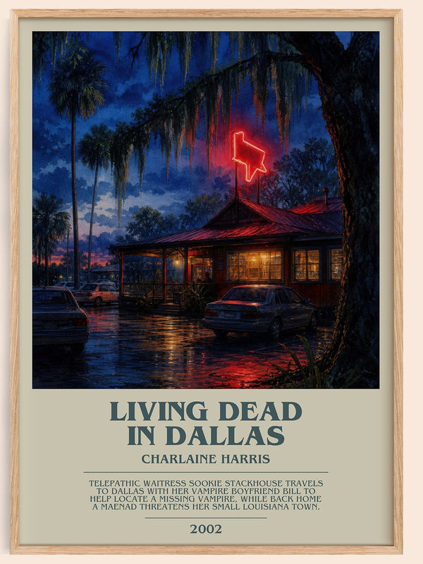 Living Dead in Dallas bookish book poster by Charlaine Harris – framed literary art print