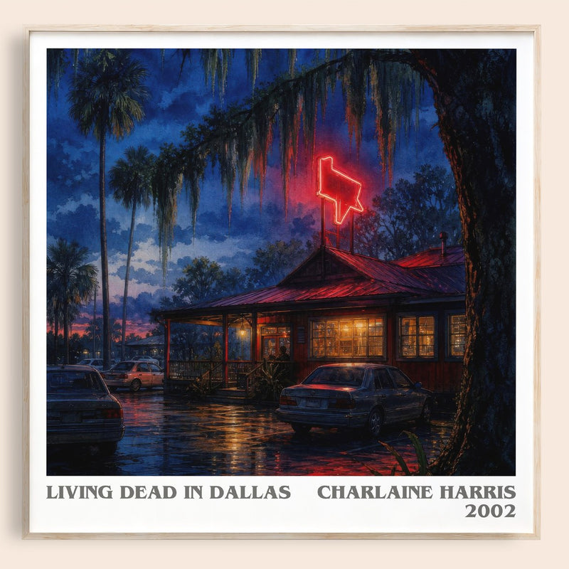 Living Dead in Dallas literary book poster by Charlaine Harris – framed literary art print