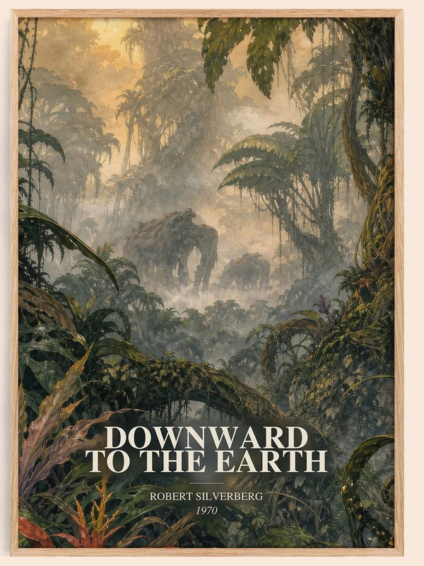 Downward to the Earth watercolour book poster by Robert Silverberg – framed literary art print