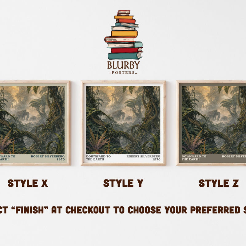 Downward to the Earth literary print in frame leaning in hallway – sci fi wall art