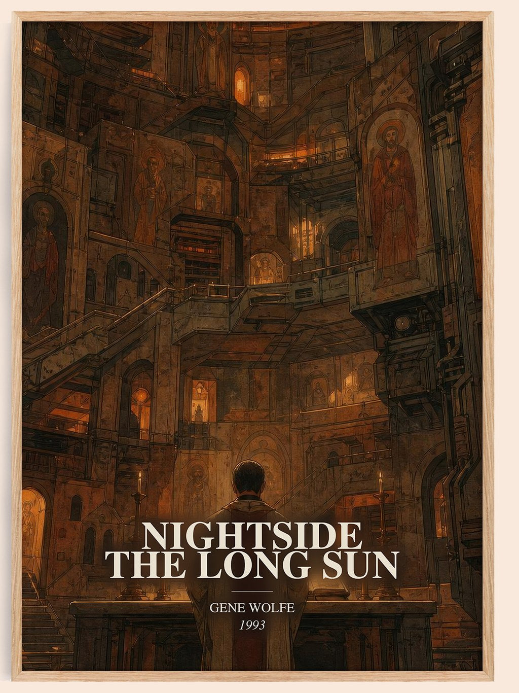 Nightside the Long Sun watercolour book poster by Gene Wolfe – framed literary art print