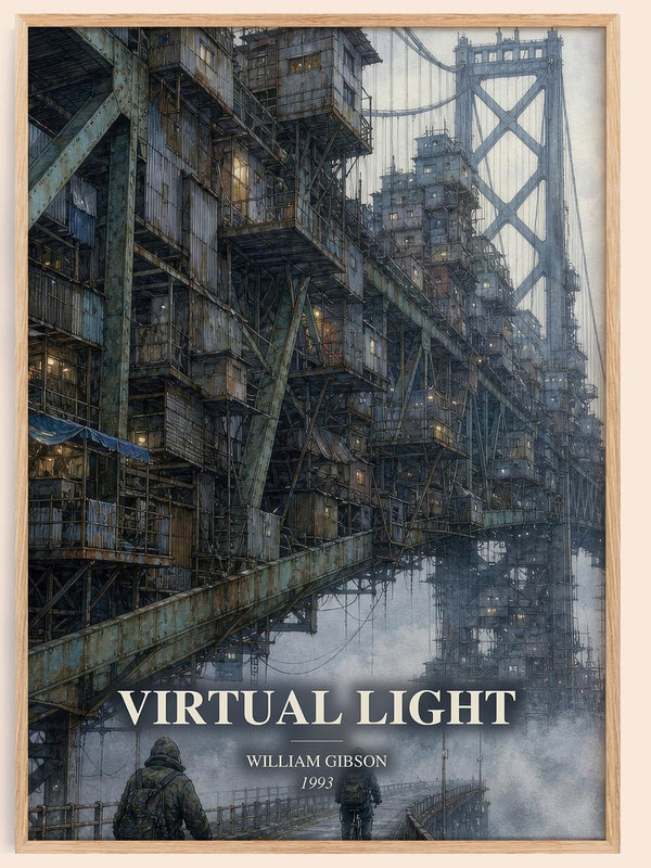 Virtual Light watercolour book poster by William Gibson – framed literary art print