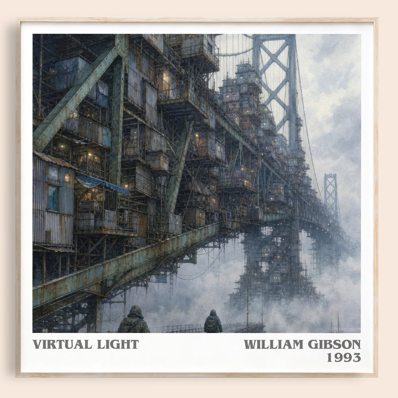 Virtual Light literary book poster by William Gibson – framed literary art print