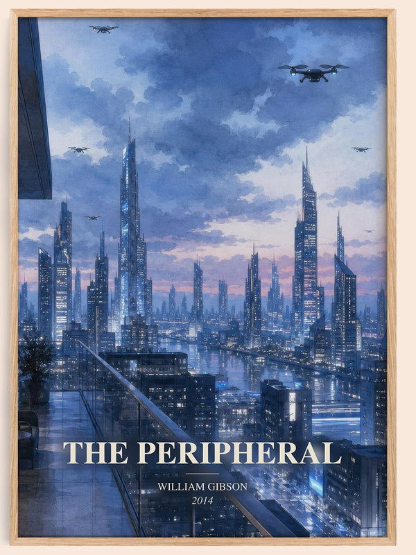 The Peripheral watercolour book poster by William Gibson – framed literary art print