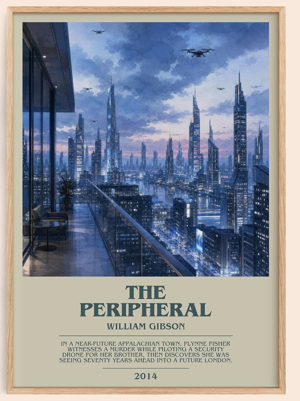 The Peripheral bookish book poster by William Gibson – framed literary art print