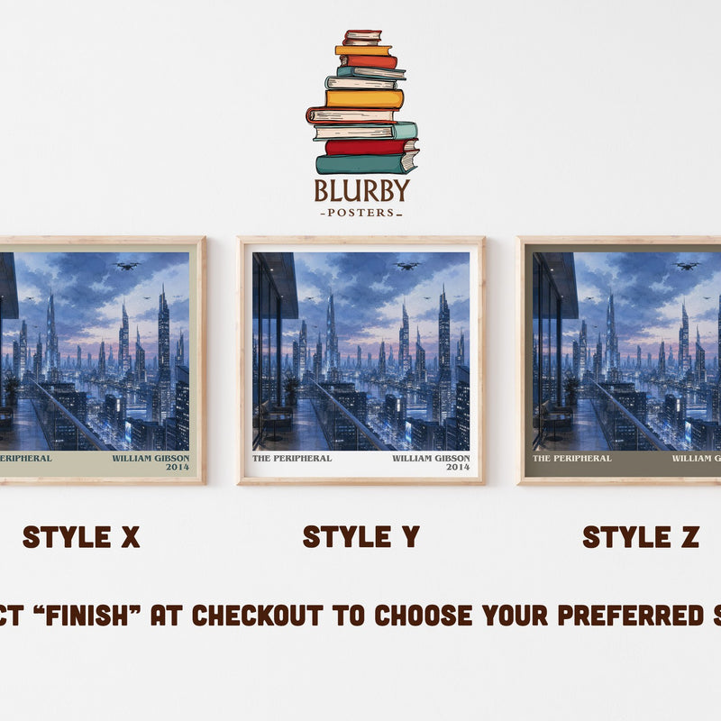 The Peripheral literary print in frame leaning in hallway – sci fi wall art