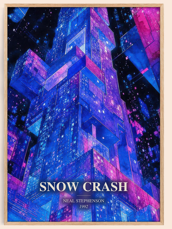 Snow Crash watercolour book poster by Neal Stephenson – framed literary art print