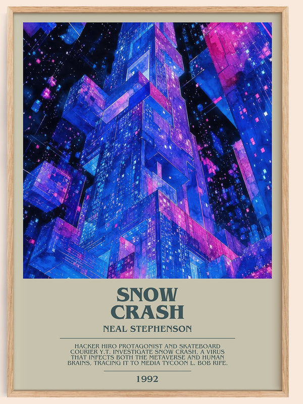 Snow Crash bookish book poster by Neal Stephenson – framed literary art print
