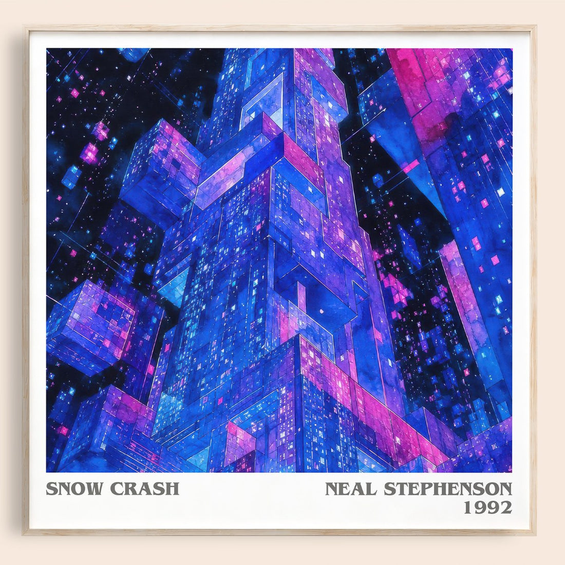 Snow Crash literary book poster by Neal Stephenson – framed literary art print