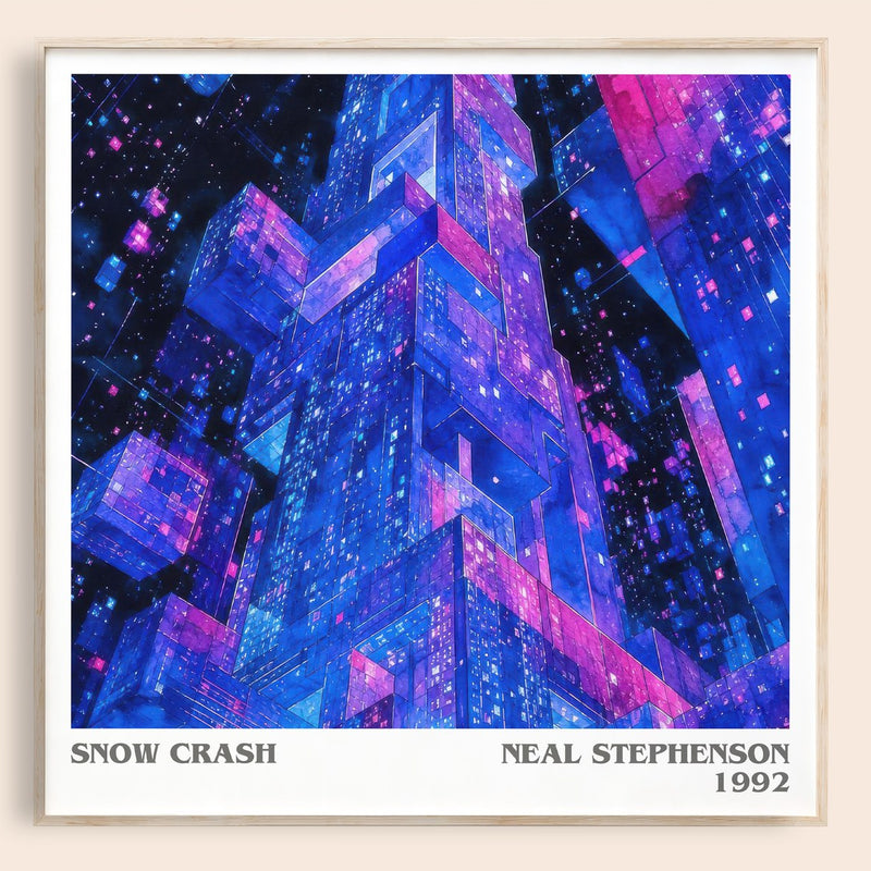 Snow Crash literary book poster by Neal Stephenson – framed literary art print