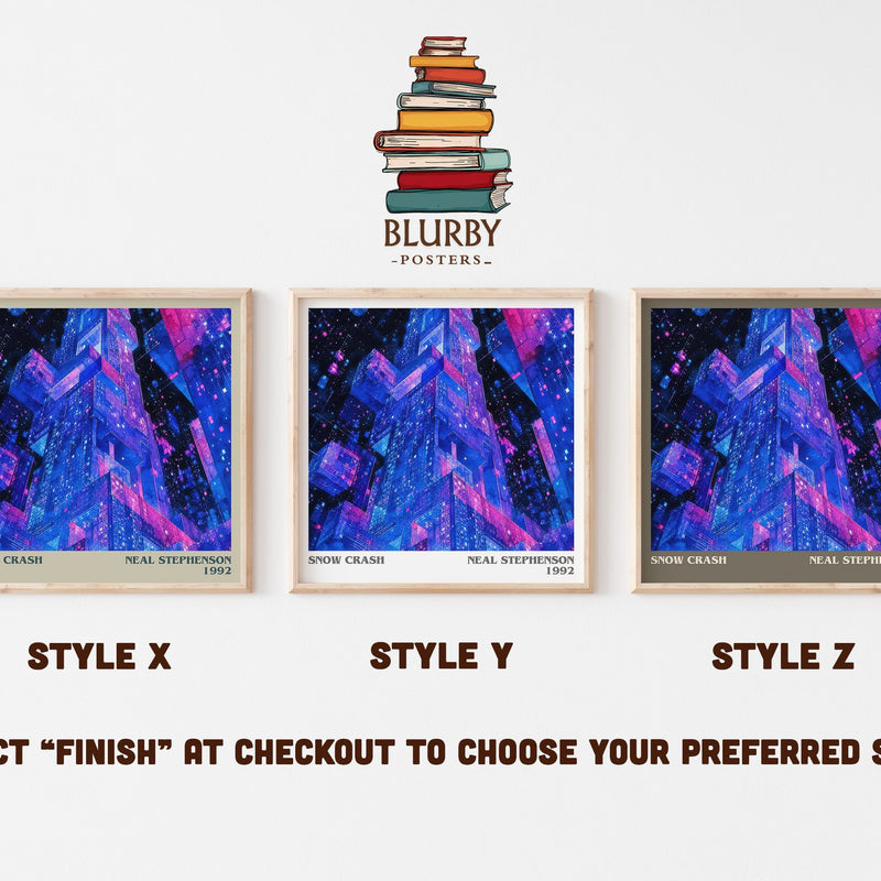 Snow Crash literary print in frame leaning in hallway – sci fi wall art