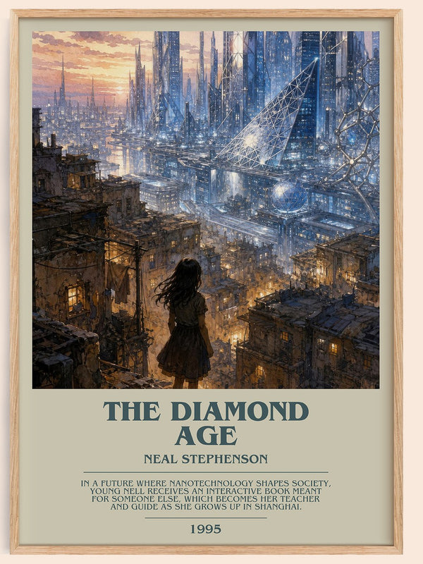 The Diamond Age bookish book poster by Neal Stephenson – framed literary art print