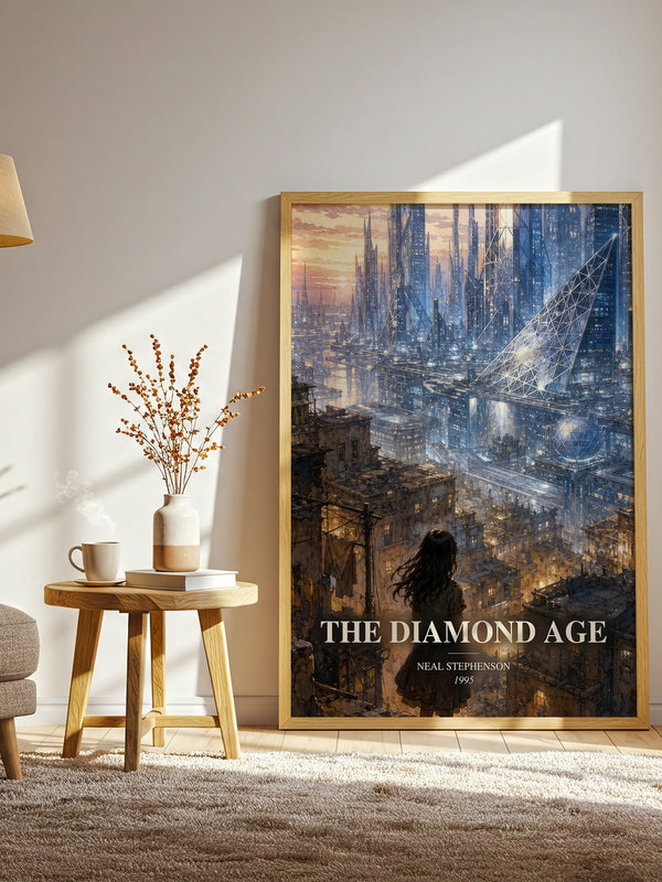 The Diamond Age watercolour print in frame leaning in hallway – sci fi wall art