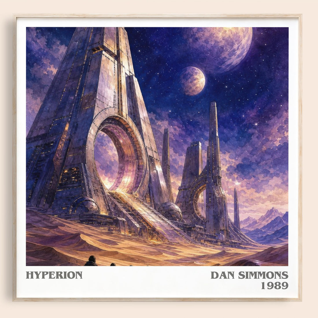 Hyperion literary book poster by Dan Simmons – framed literary art print