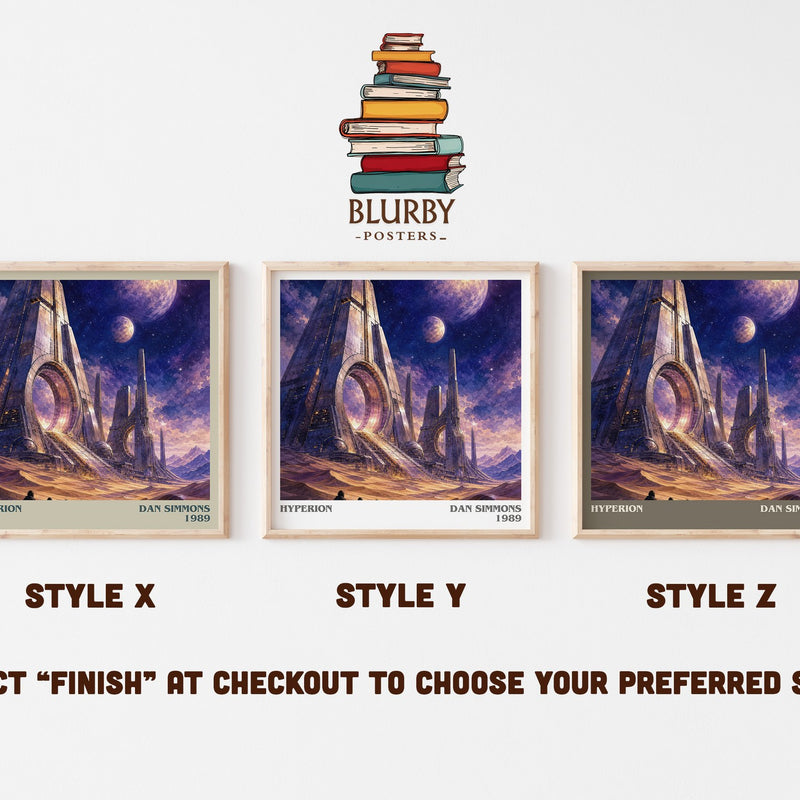 Hyperion literary print in frame leaning in hallway – sci fi wall art
