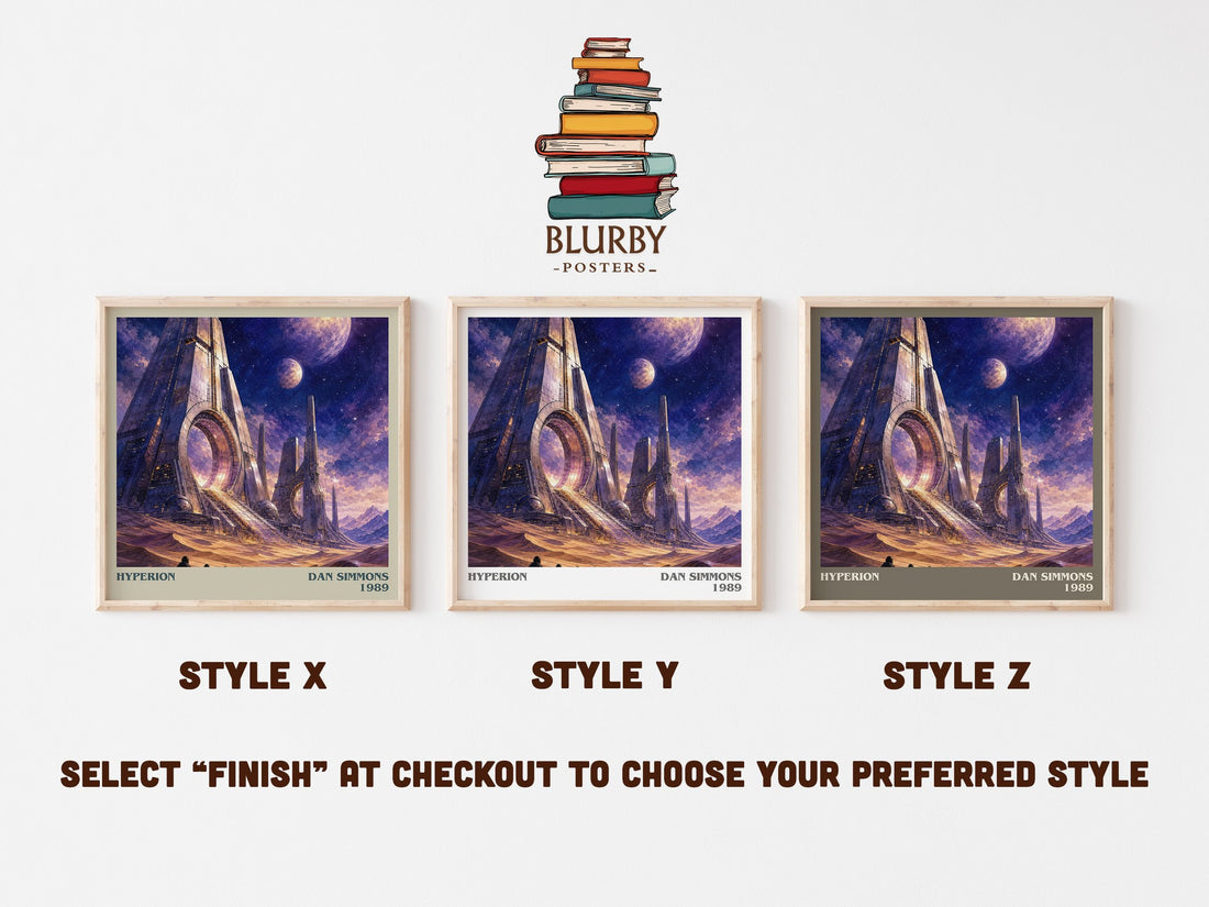 Hyperion literary print in frame leaning in hallway – sci fi wall art (mockup)