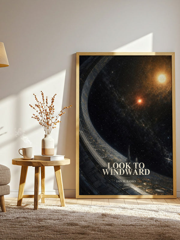 Look to Windward watercolour print in frame leaning in hallway – sci fi wall art