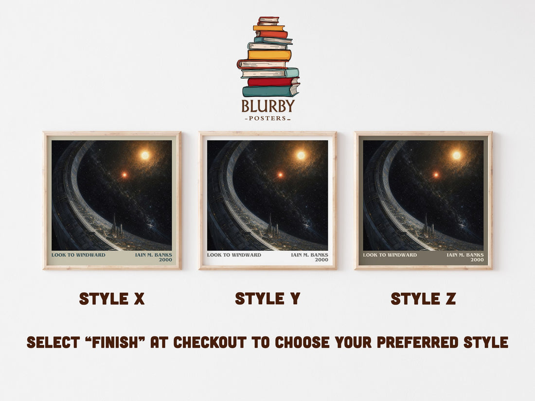 Look to Windward literary print in frame leaning in hallway – sci fi wall art (mockup)