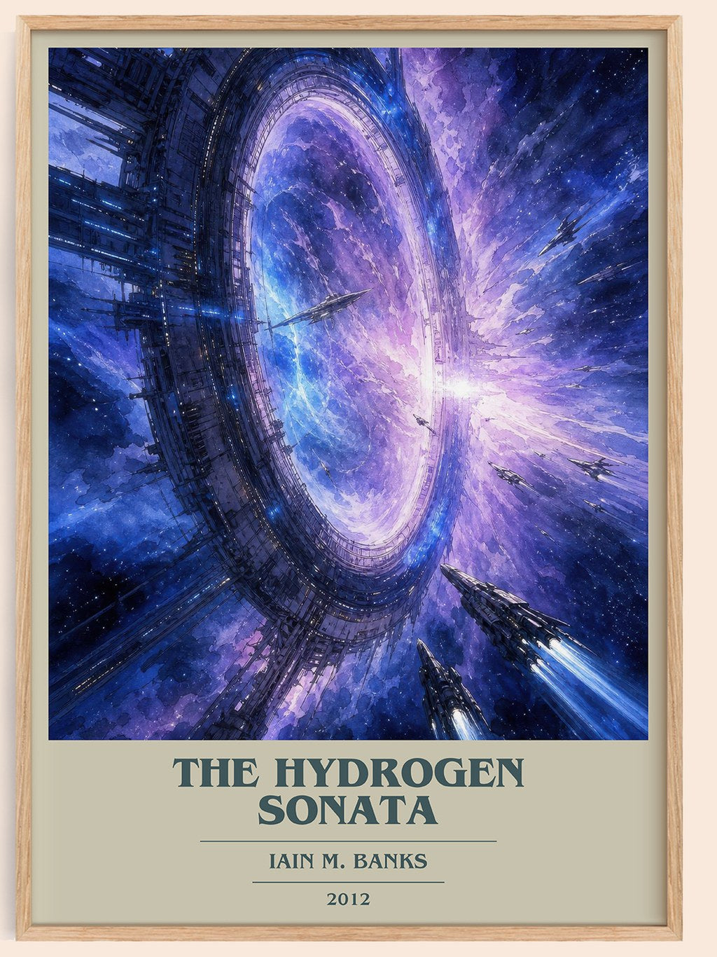 The Hydrogen Sonata book cover book poster by Iain M. Banks – framed literary art print