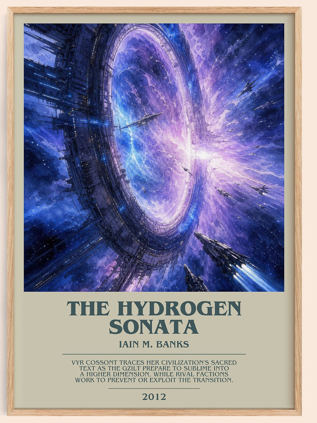 The Hydrogen Sonata bookish book poster by Iain M. Banks – framed literary art print