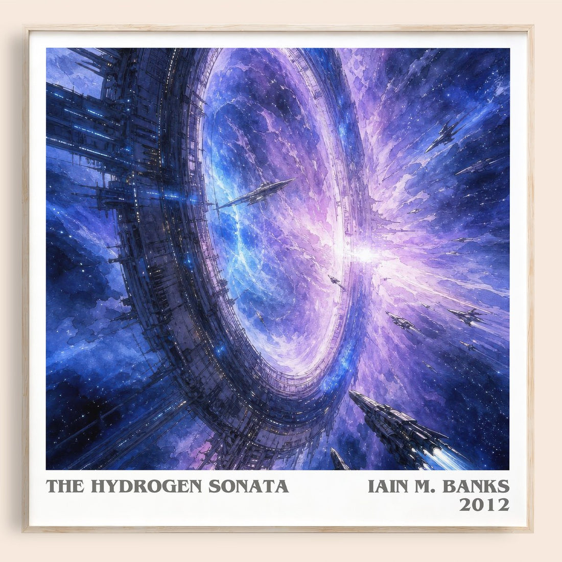 The Hydrogen Sonata literary book poster by Iain M. Banks – framed literary art print