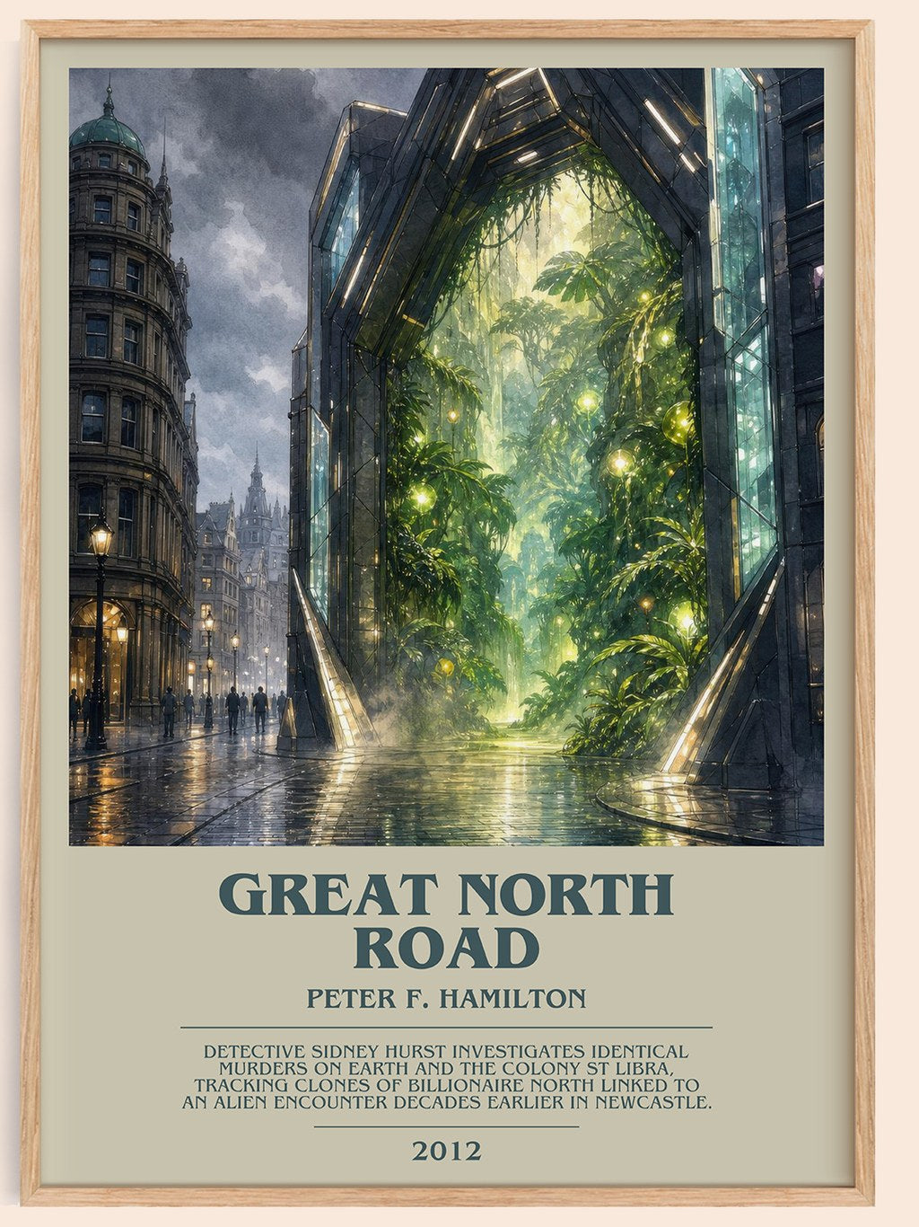 Great North Road bookish book poster by Peter F. Hamilton – framed literary art print