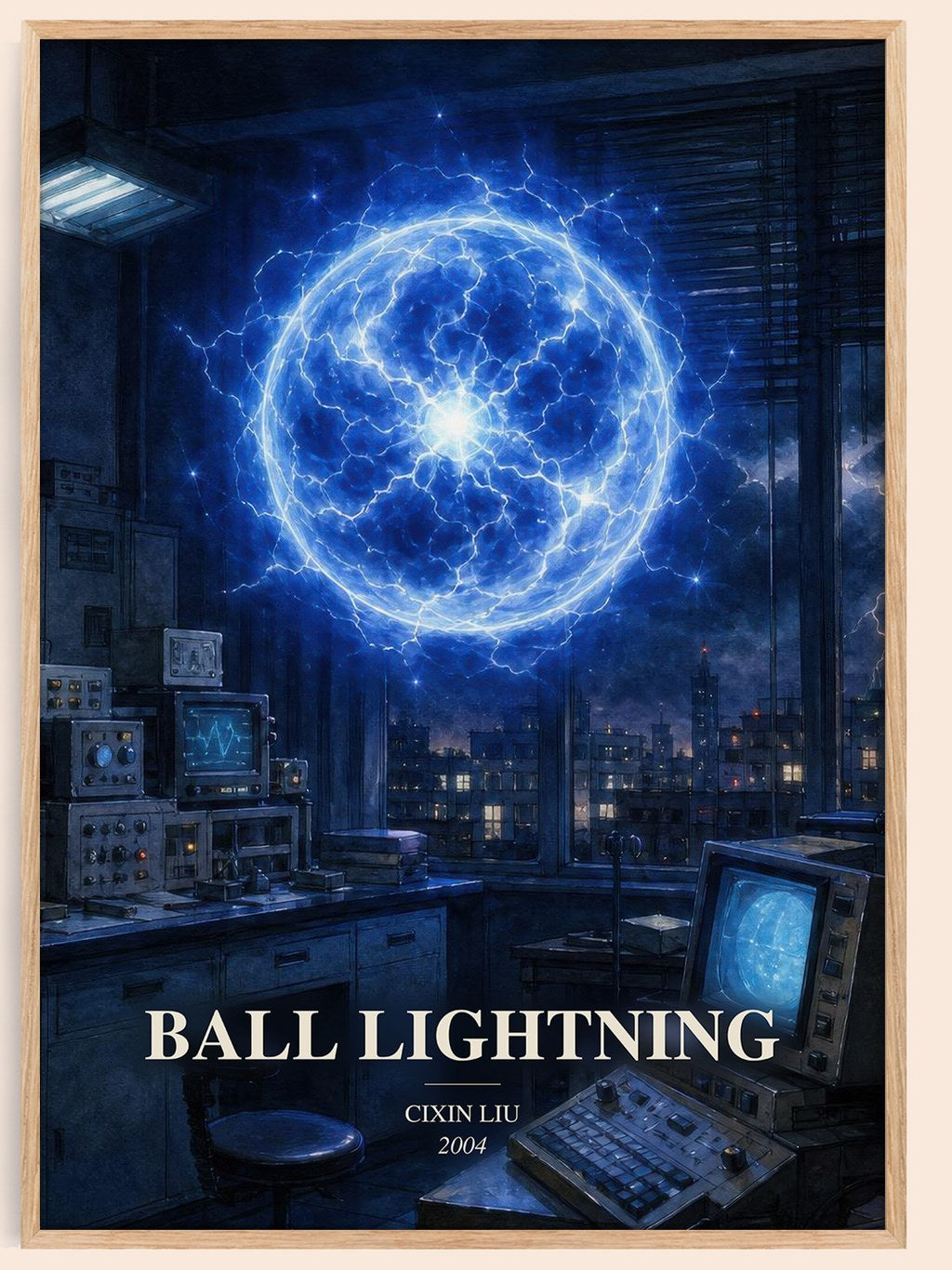 Ball Lightning watercolour book poster by Cixin Liu – framed literary art print