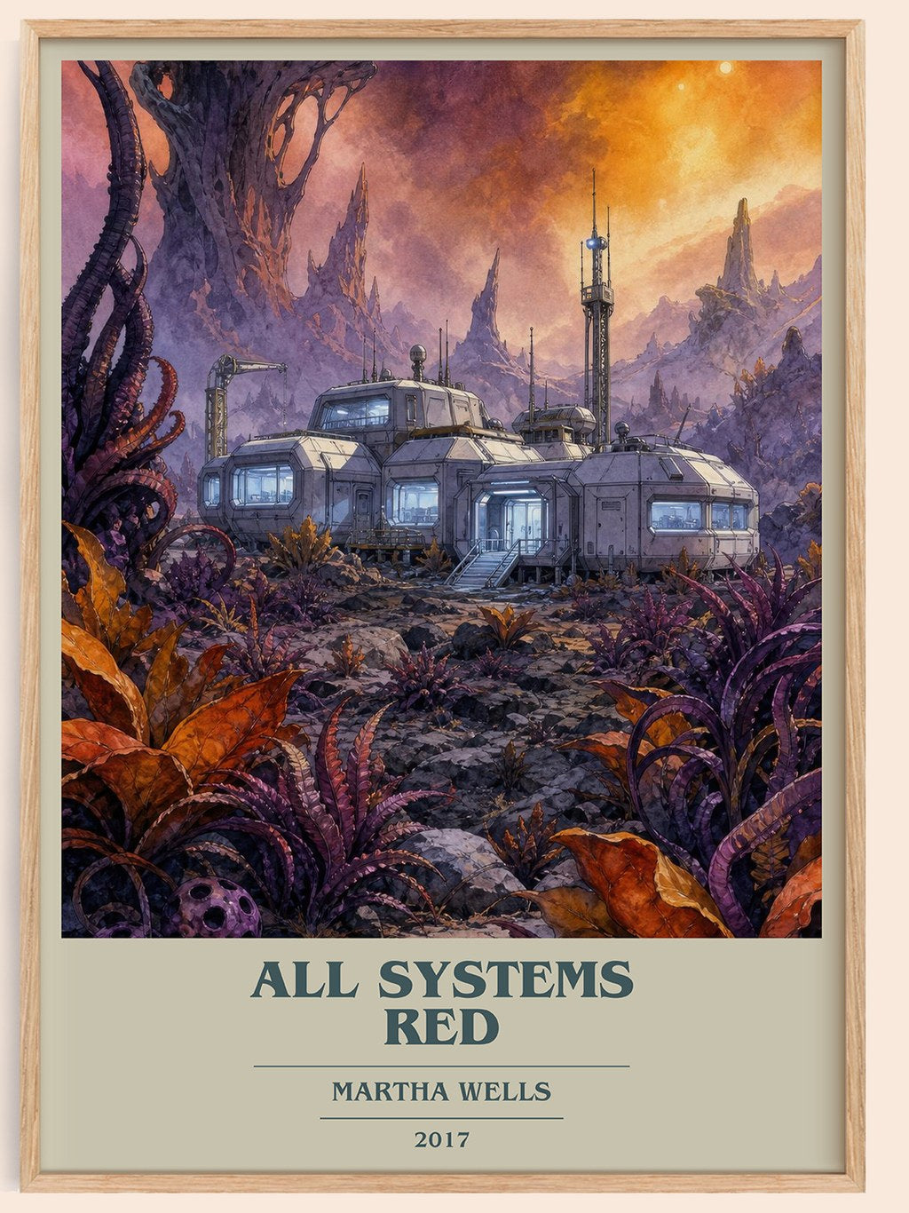 All Systems Red book cover book poster by Martha Wells – framed literary art print