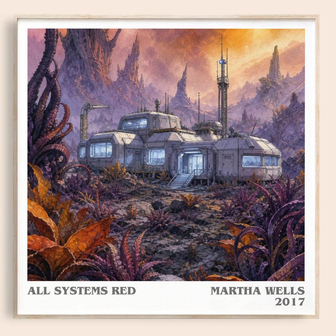 All Systems Red literary book poster by Martha Wells – framed literary art print