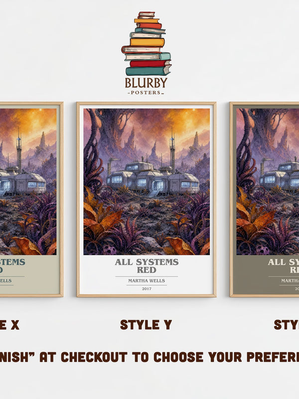All Systems Red book cover print in frame leaning in hallway – sci fi wall art