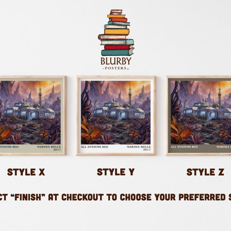 All Systems Red literary print in frame leaning in hallway – sci fi wall art