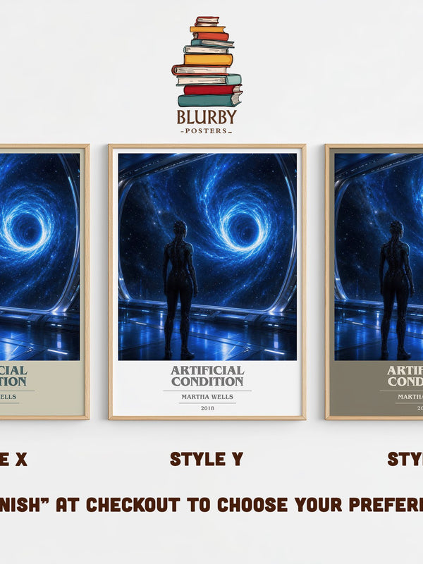 Artificial Condition book cover print in frame leaning in hallway – sci fi wall art