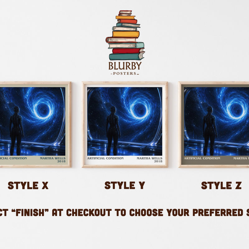 Artificial Condition literary print in frame leaning in hallway – sci fi wall art