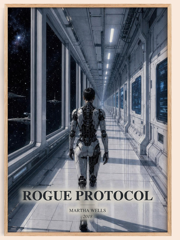 Rogue Protocol watercolour book poster by Martha Wells – framed literary art print