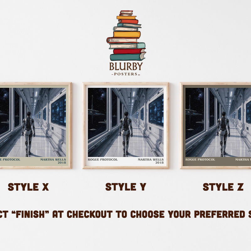 Rogue Protocol literary print in frame leaning in hallway – sci fi wall art