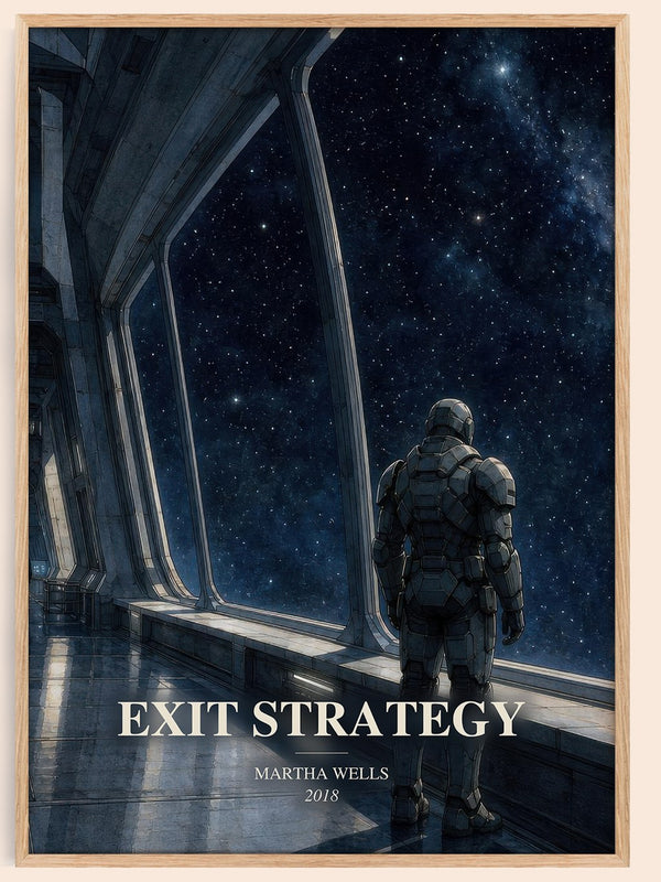Exit Strategy watercolour book poster by Martha Wells – framed literary art print