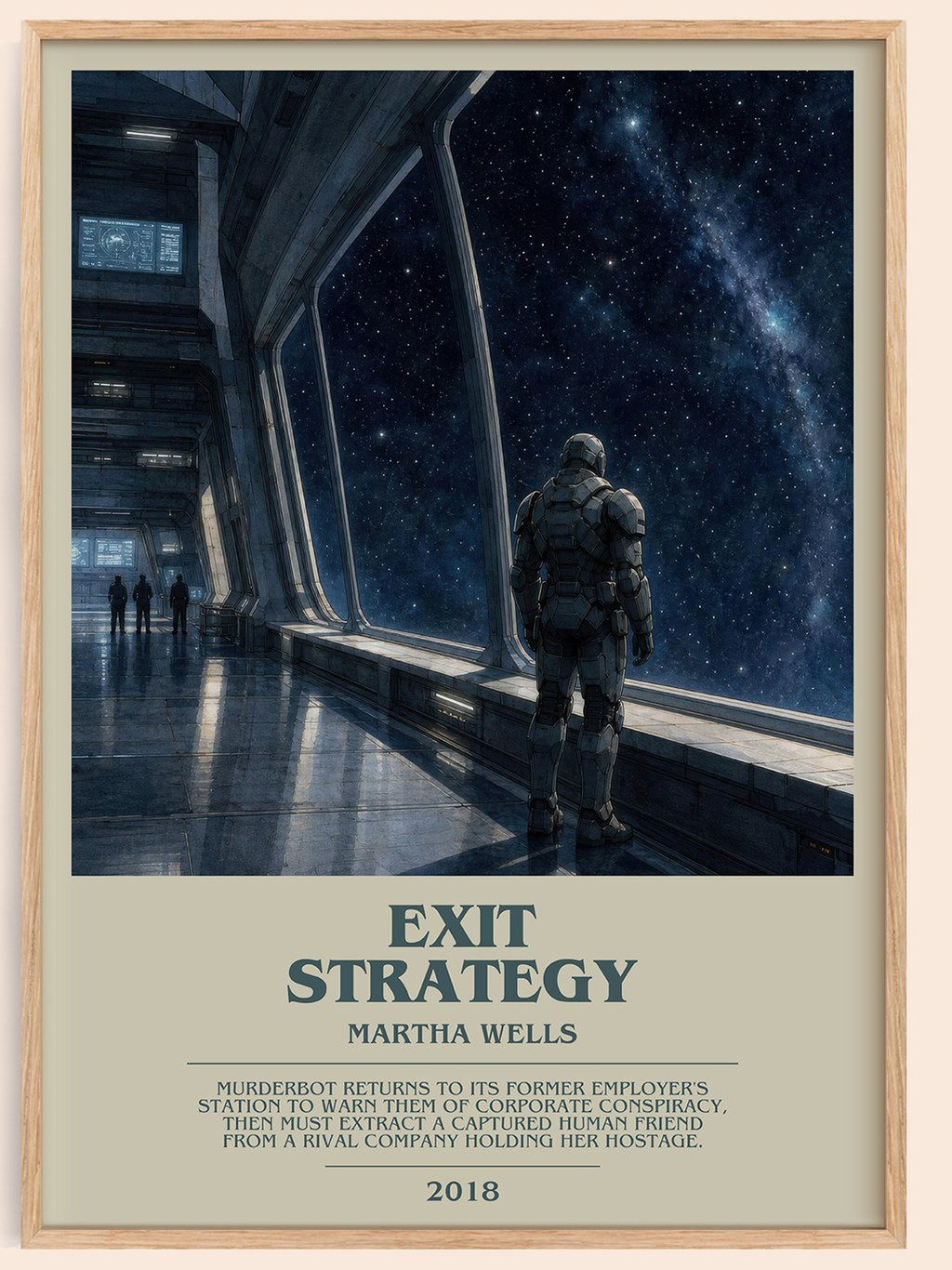 Exit Strategy bookish book poster by Martha Wells – framed literary art print