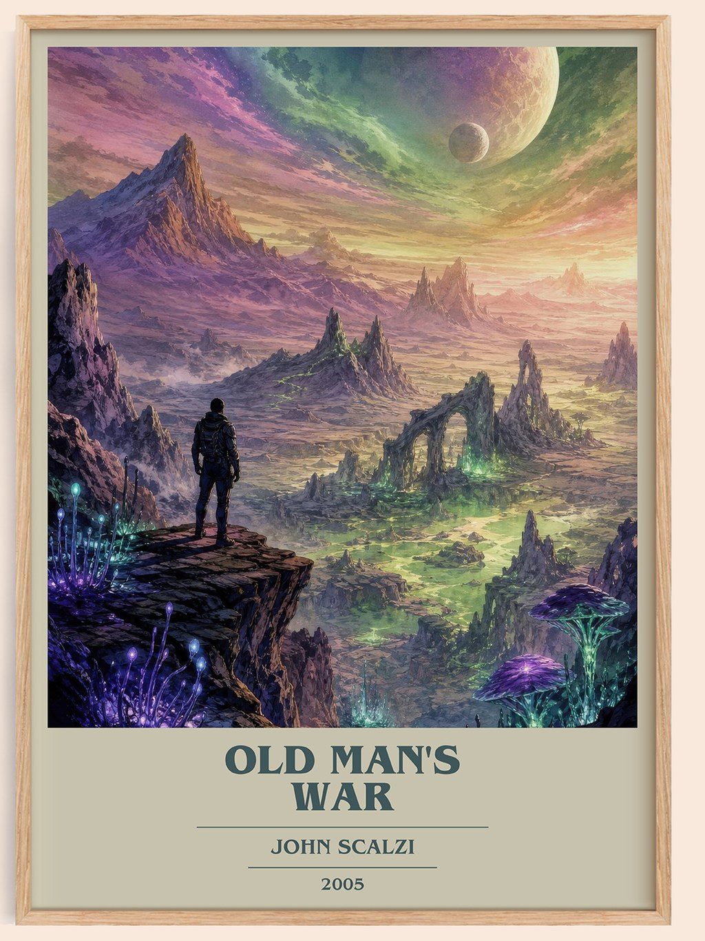 Old Man's War book cover book poster by John Scalzi – framed literary art print