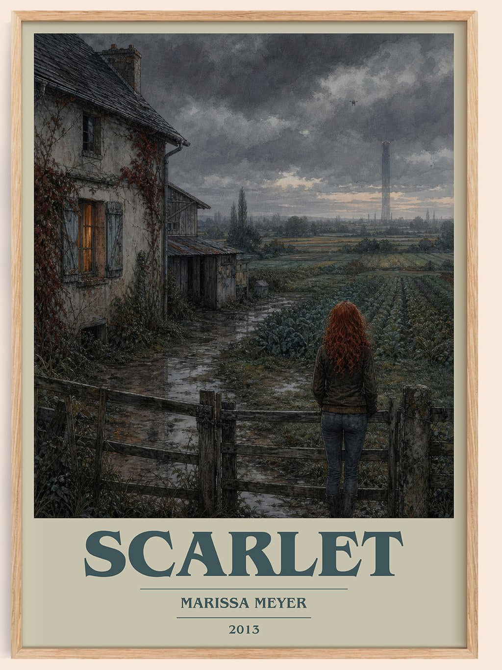 Scarlet book cover book poster by Marissa Meyer – framed literary art print