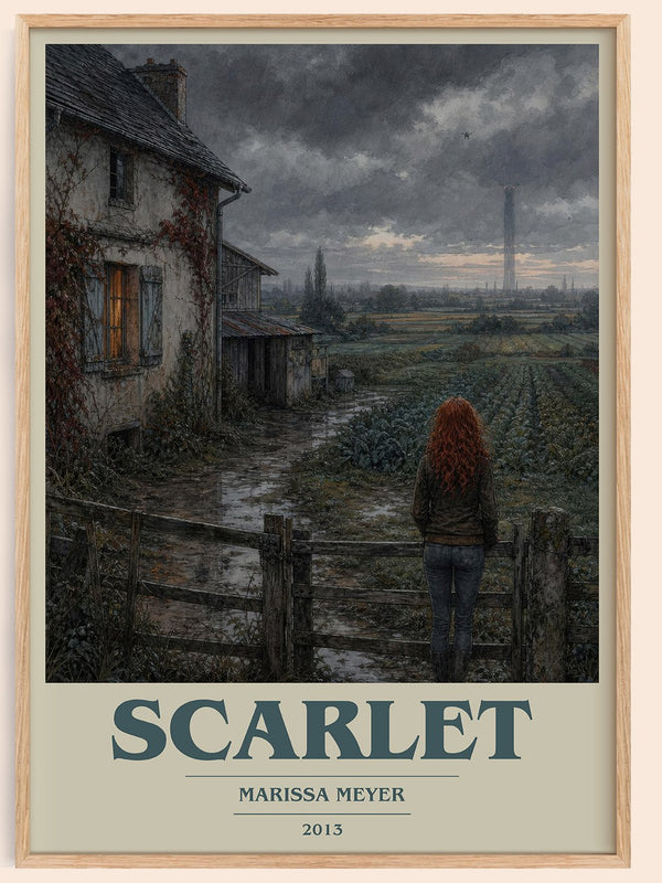 Scarlet book cover book poster by Marissa Meyer – framed literary art print
