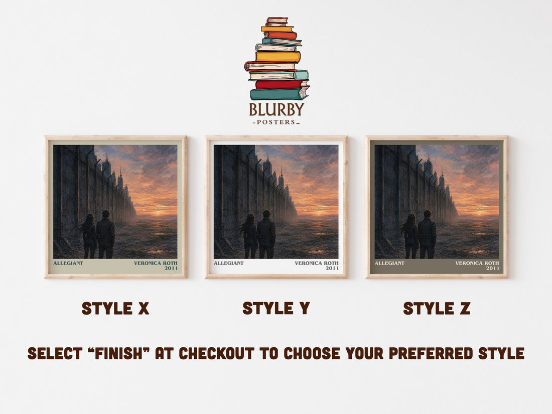 Allegiant literary print in frame leaning in hallway – dystopian wall art (mockup)
