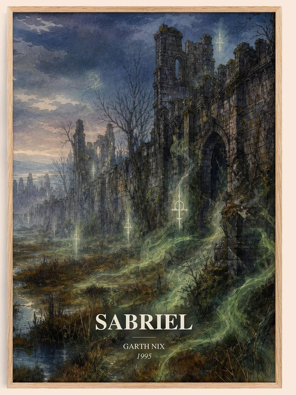 Sabriel watercolour book poster by Garth Nix – framed literary art print