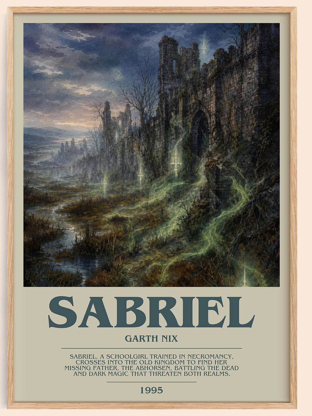Sabriel bookish book poster by Garth Nix – framed literary art print